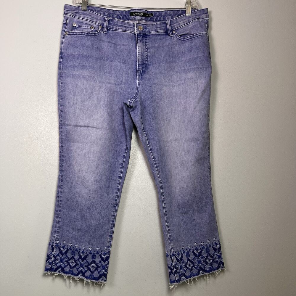 Lauren Ralph Lauren Women's Plus Sz 18 Ankle Jeans Embroidered Denim Straight - Picture 1 of 11